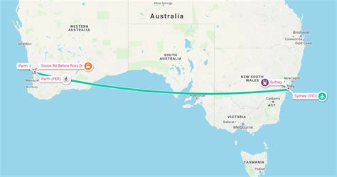 Actual flight paths from Sydney to Perth